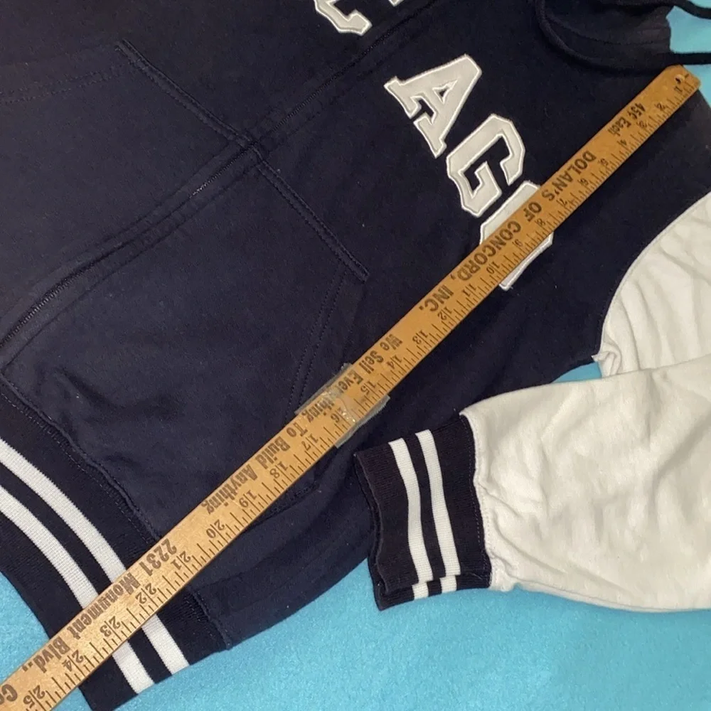 NEW YORK POPULAR Chicago jacket coat hood long sleeve navy white zip up size XS